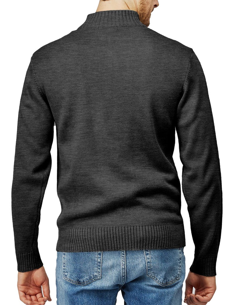 H2H Men's Casual Slim Fit 1/4 Zip up Long Sleeve Pullover Mock Neck Sweater Charcoal US XL/Asia 2XL (KMOSWL021) - Image 4